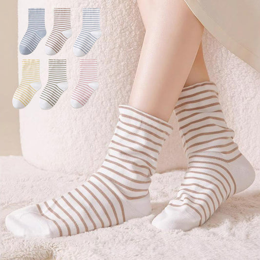 Atmungsaktive Schlafsocken aus reiner Baumwolle mit Streifenmuster (3 Paar) - image 0