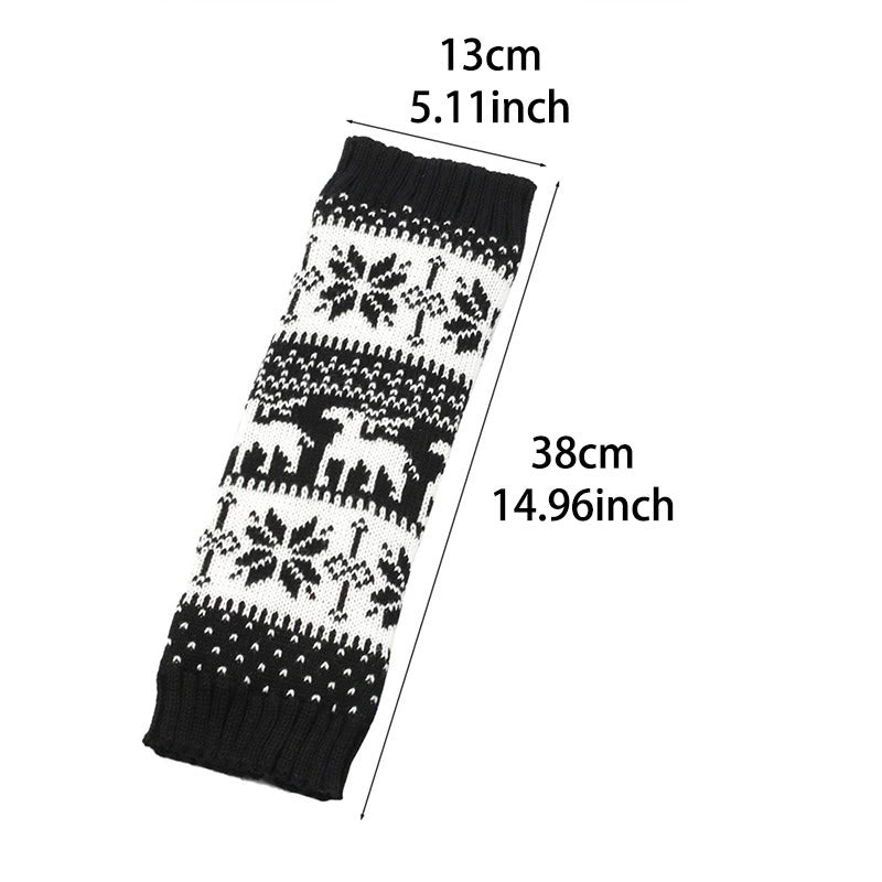 Gestrickte Beinstulpen mit Schneeflockenmuster und Hirschmotiv - image 4