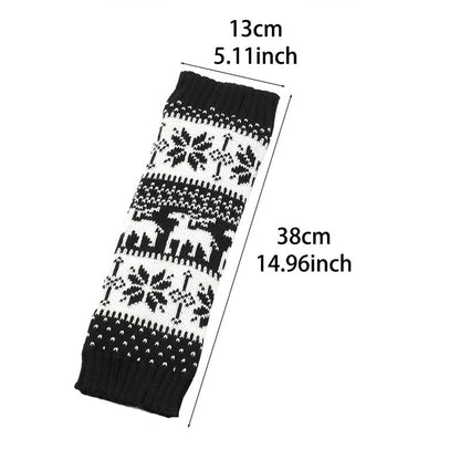 Gestrickte Beinstulpen mit Schneeflockenmuster und Hirschmotiv - image 4