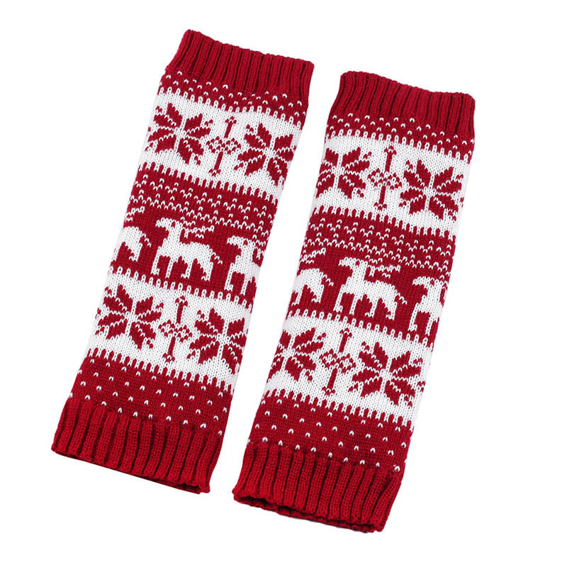 Gestrickte Beinstulpen mit Schneeflockenmuster und Hirschmotiv - image 10