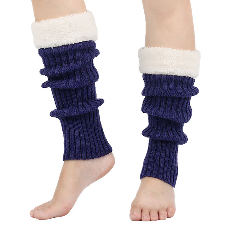 Gestrickte, fleecegefütterte Beinstulpen - Marineblau - Einheitsgröße - image 14