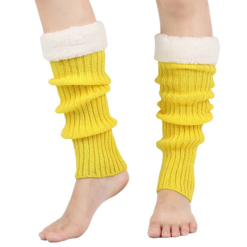 Gestrickte, fleecegefütterte Beinstulpen - Gelb - Einheitsgröße - image 5
