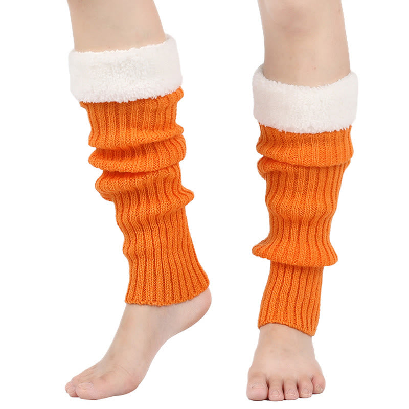 Gestrickte, fleecegefütterte Beinstulpen - Orange - Einheitsgröße - image 12