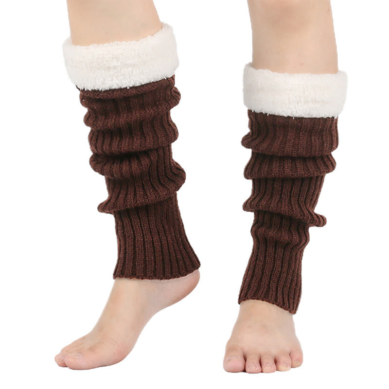 Gestrickte, fleecegefütterte Beinstulpen - Kaffee - Einheitsgröße - image 8