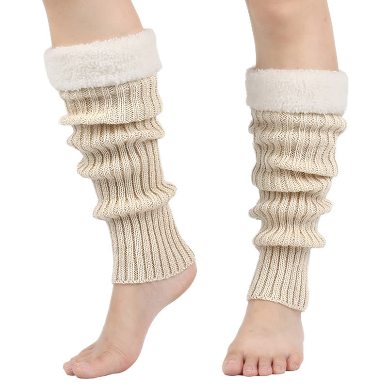 Gestrickte, fleecegefütterte Beinstulpen - Beige - Einheitsgröße - image 11