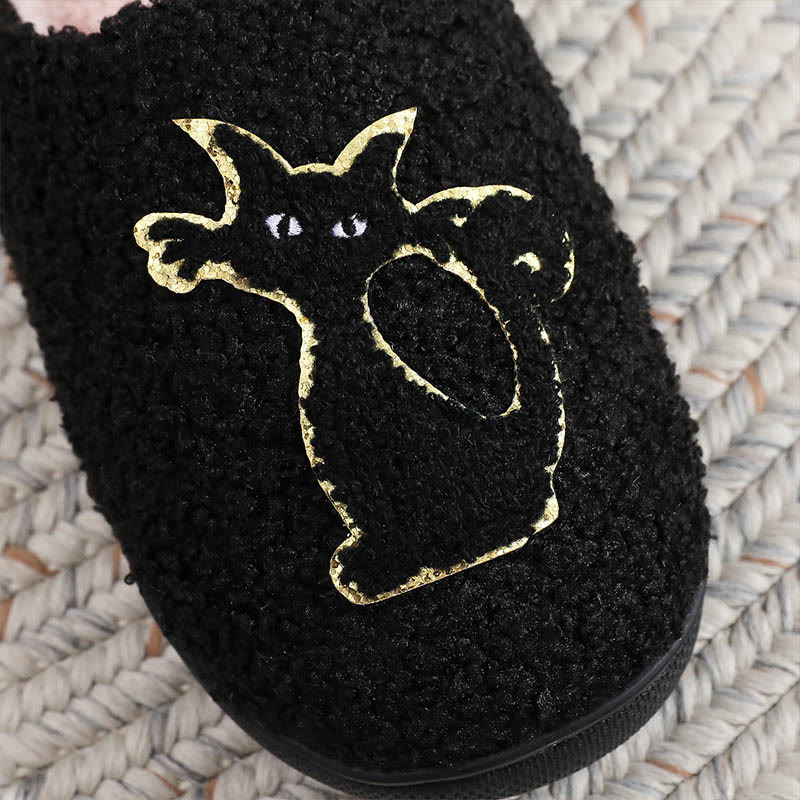Hausschuhe in Übergröße mit Spinnenmotiv und schwarzer Katze - image 2