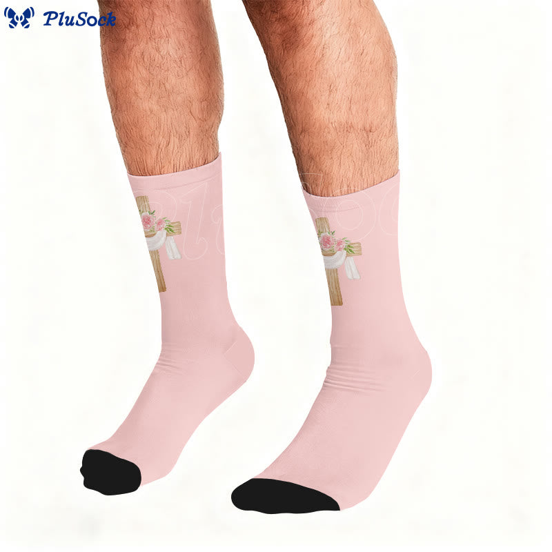 Socken mit Blumenmuster und Kreuzmotiv - image 2