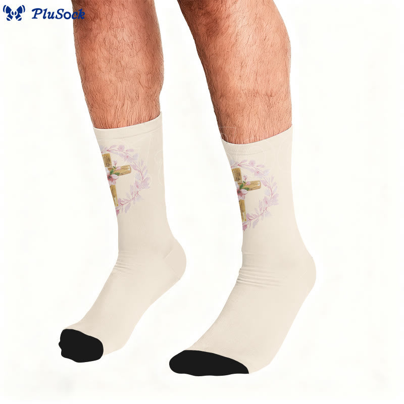 Socken mit Blumenmuster und Kreuzmotiv - image 4