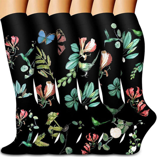 Midnight Garden Blumen-Kompressionsstrümpfe (6 Paar) - Mehrfarbig - S/M - image 0