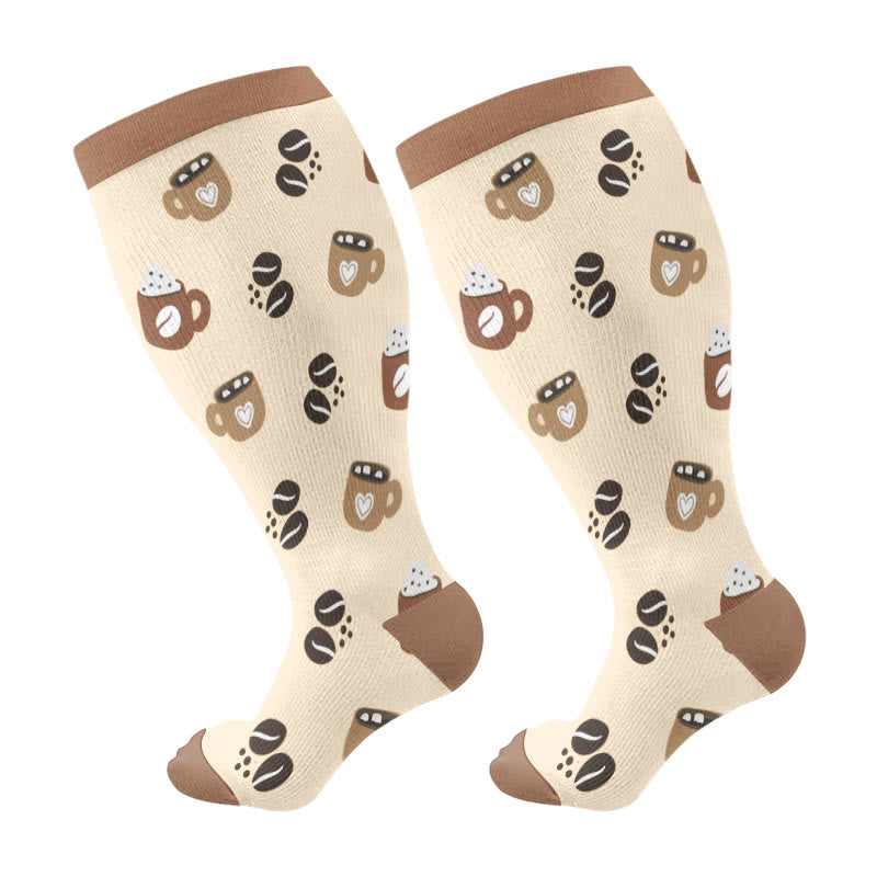 Plus Size Coffee Series Kompressionsstrümpfe - Khaki - 4XL - image 7