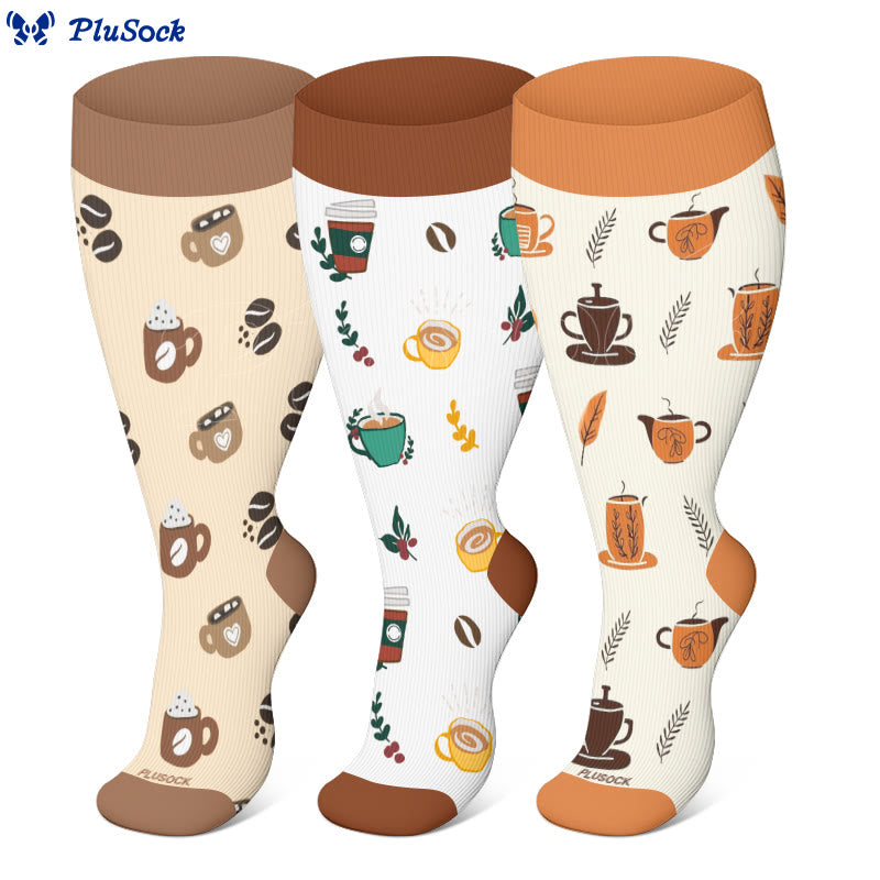 Plus Size Coffee Series Kompressionsstrümpfe - image 0