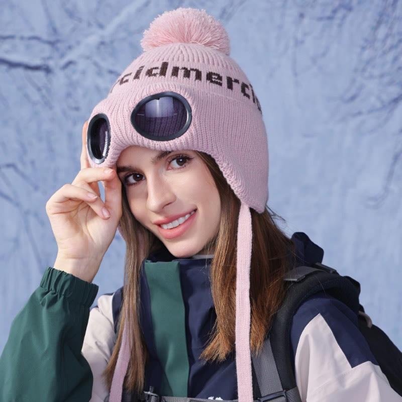 Winddichte, warme Mütze mit Skibrille - Rosa - Einheitsgröße - image 6