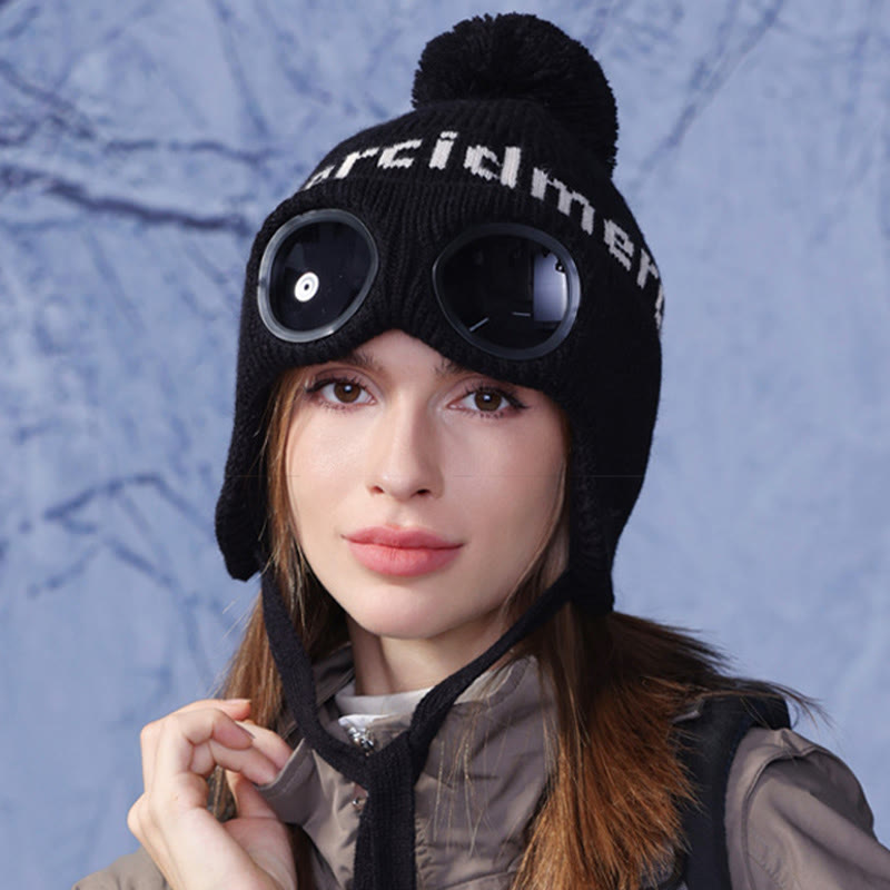 Winddichte, warme Mütze mit Skibrille - Schwarz - Einheitsgröße - image 3