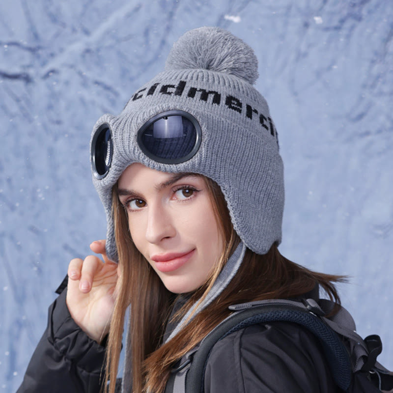 Winddichte, warme Mütze mit Skibrille - Grau - Einheitsgröße - image 2