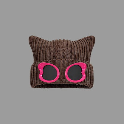 Auffällig designte Mütze mit Schutzbrille - Kaffee - Einheitsgröße - image 7