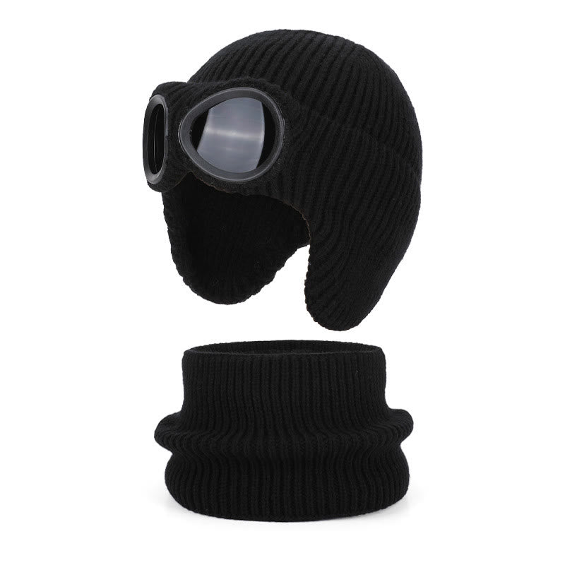 Unisex-Schalmütze mit Schutzbrille - Schwarz - Einheitsgröße - image 15