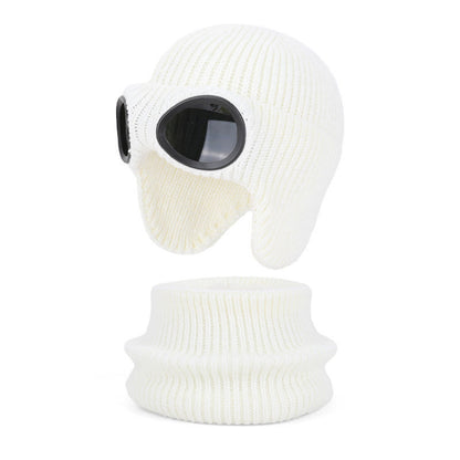 Unisex-Schalmütze mit Schutzbrille - Weiß - Einheitsgröße - image 16