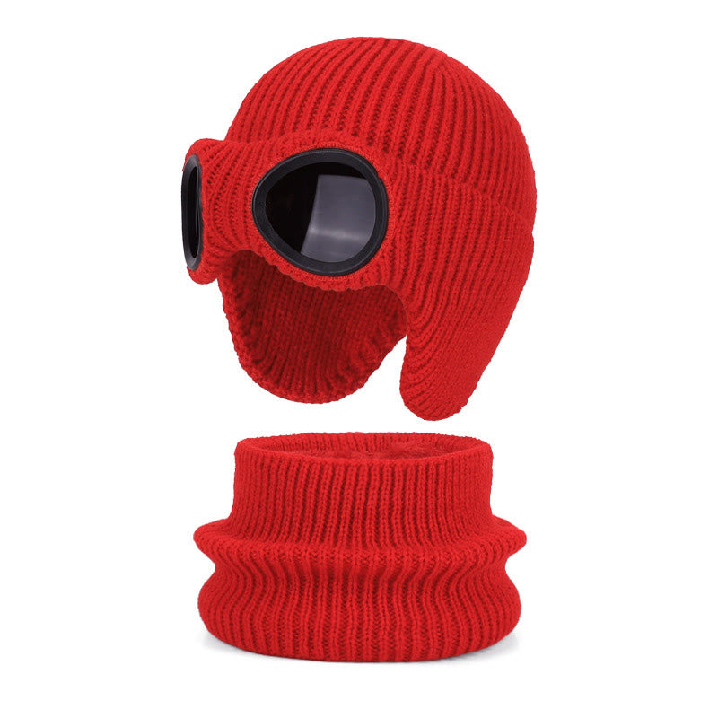 Unisex-Schalmütze mit Schutzbrille - Rot - Einheitsgröße - image 18