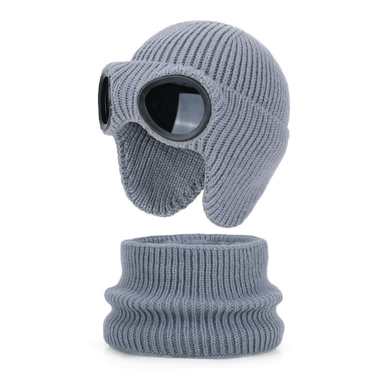 Unisex-Schalmütze mit Schutzbrille - Grau - Einheitsgröße - image 21