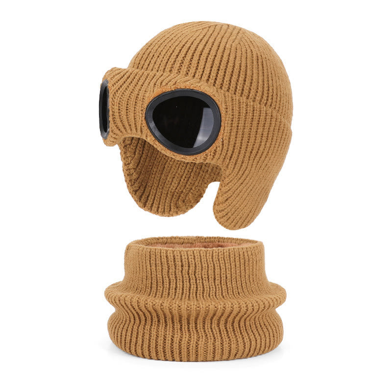 Unisex-Schalmütze mit Schutzbrille - Khaki - Einheitsgröße - image 19