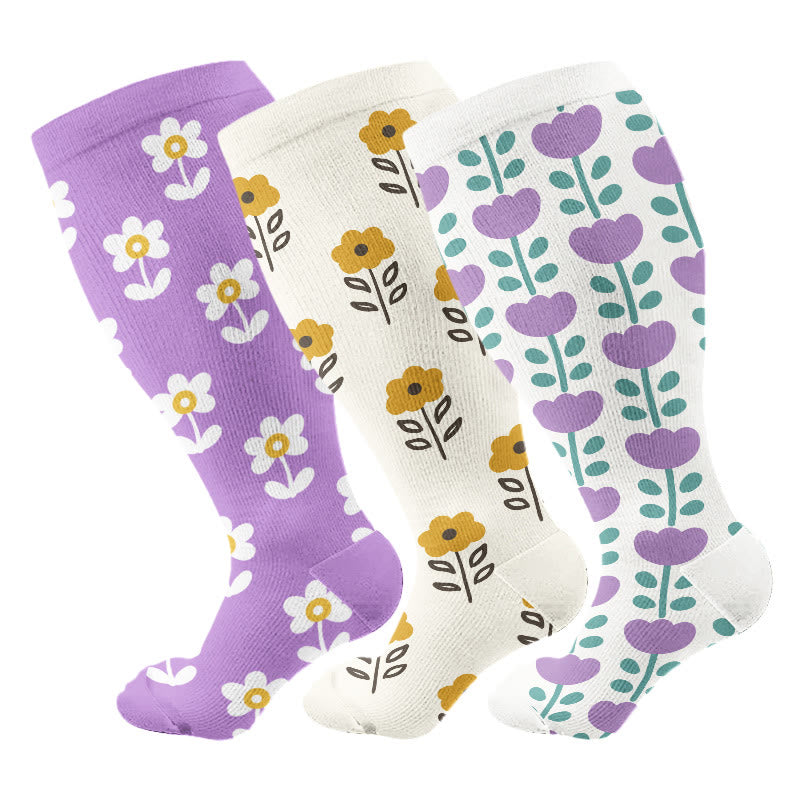Plus Size Floral Trio Kompressionsstrümpfe - image 8