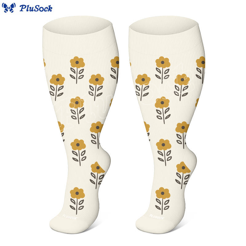 Plus Size Floral Trio Kompressionsstrümpfe - image 9