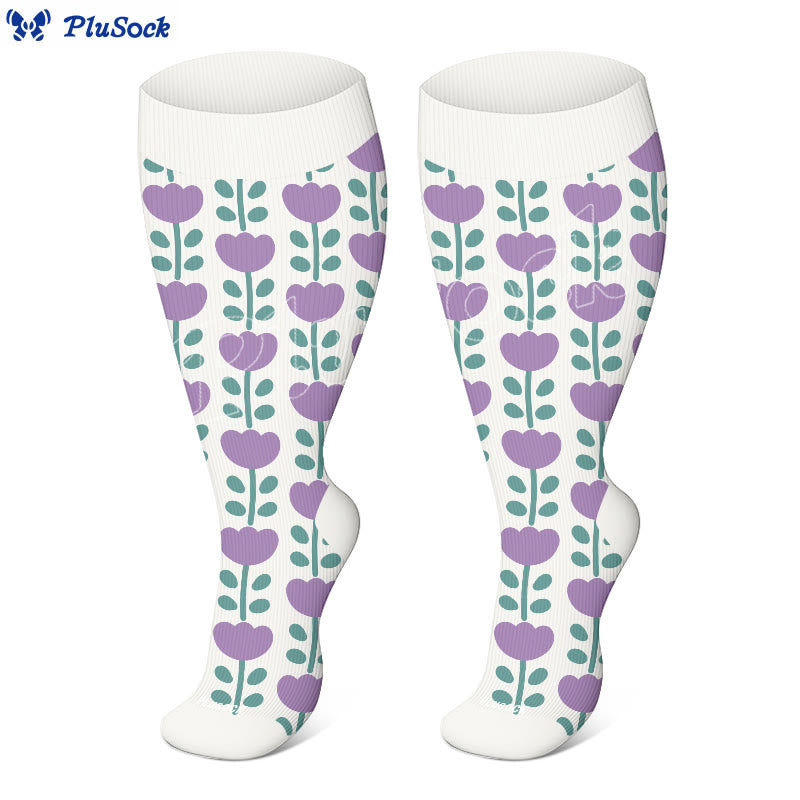 Plus Size Floral Trio Kompressionsstrümpfe - image 10