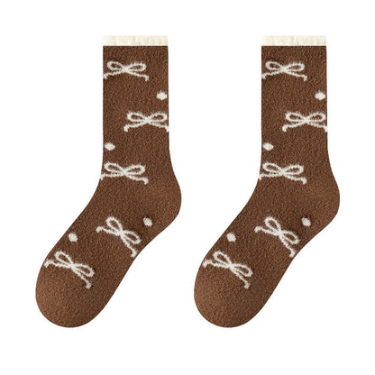 Warme Viertelstrümpfe mit Fliege (5 Paar) - Kaffee - EU36-40 (US3-7) - image 15