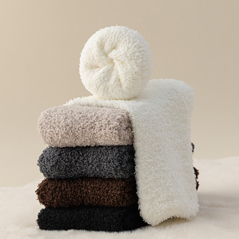 Viertelstrümpfe aus Korallenfleece in Unifarben (6 Paar) - image 5