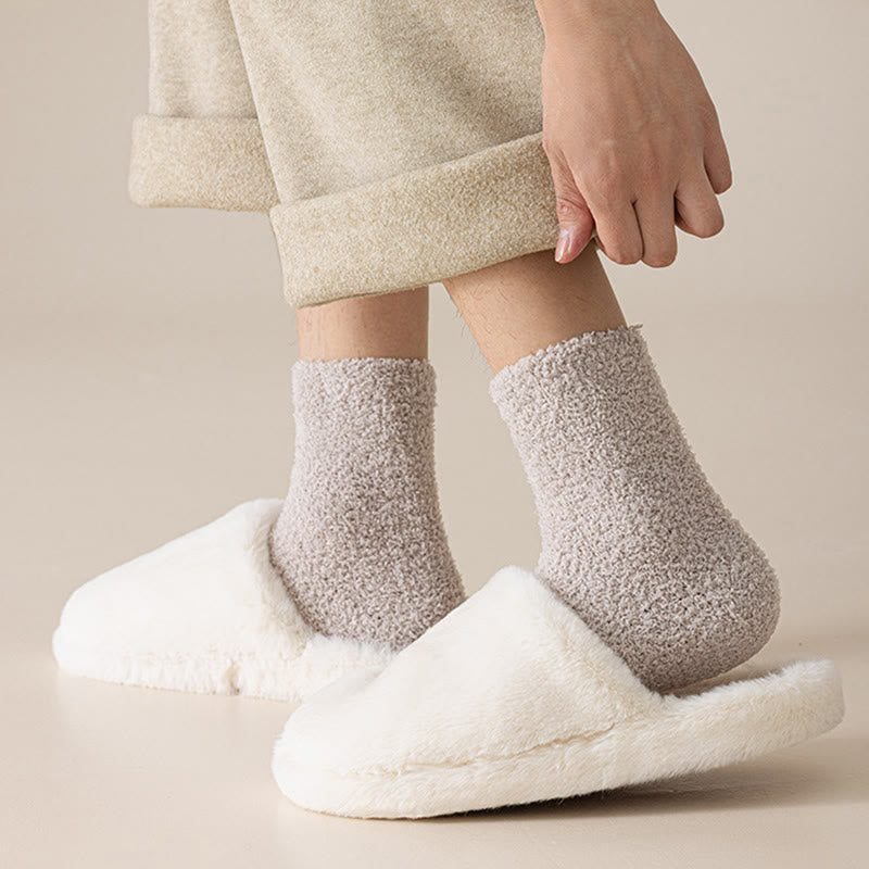 Viertelstrümpfe aus Korallenfleece in Unifarben (6 Paar) - image 3