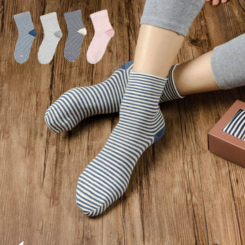 Schlafsocken mit breiten Streifen (4 Paar) - image 0