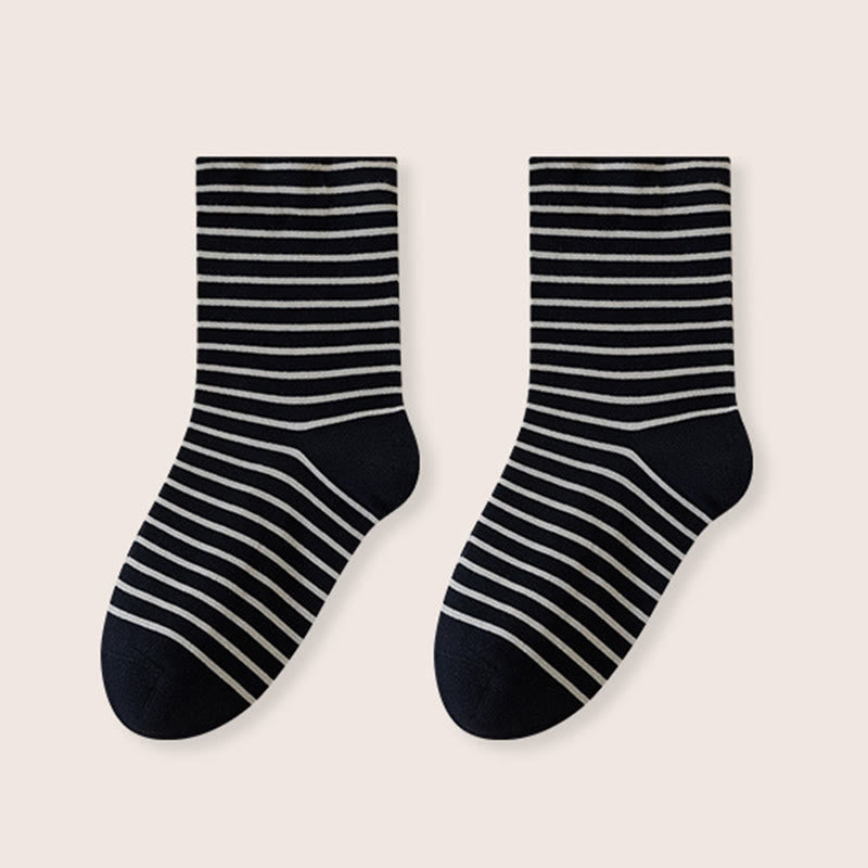 Gestreifte Schlafsocken aus reiner Baumwolle (3 Paar) - Schwarz - EU39-46 (US6-12) - image 13