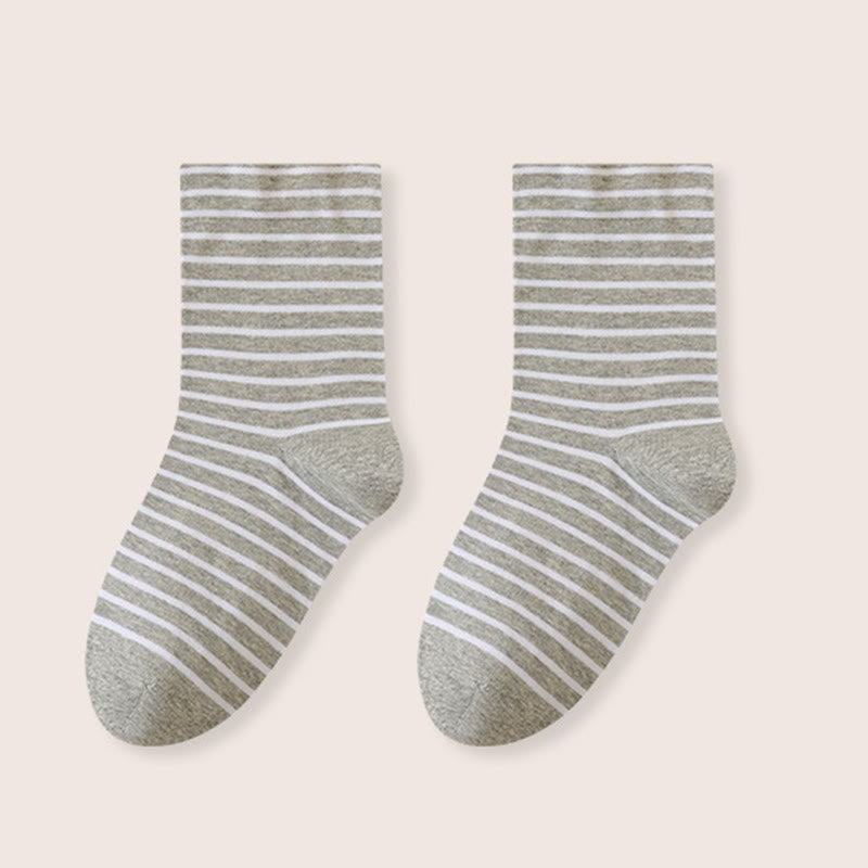Gestreifte Schlafsocken aus reiner Baumwolle (3 Paar) - Hellgrau - EU39-46 (US6-12) - image 15