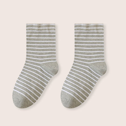 Gestreifte Schlafsocken aus reiner Baumwolle (3 Paar) - Hellgrau - EU39-46 (US6-12) - image 15