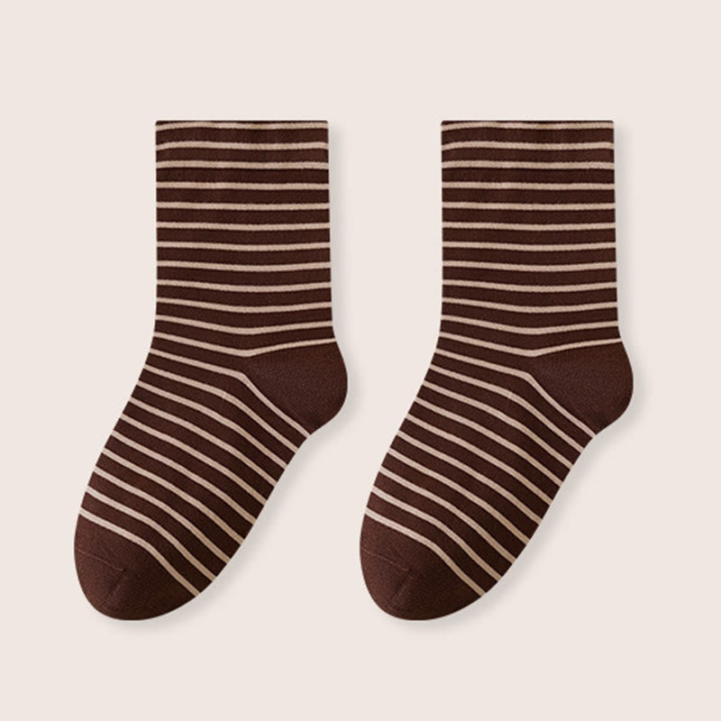 Gestreifte Schlafsocken aus reiner Baumwolle (3 Paar) - Kaffee - EU39-46 (US6-12) - image 16