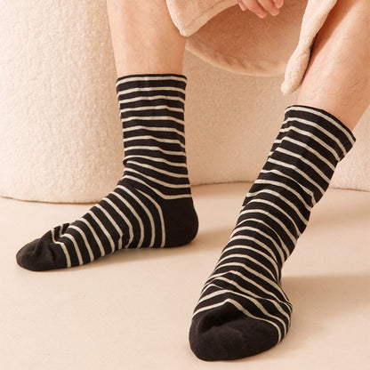 Gestreifte Schlafsocken aus reiner Baumwolle (3 Paar) - image 3