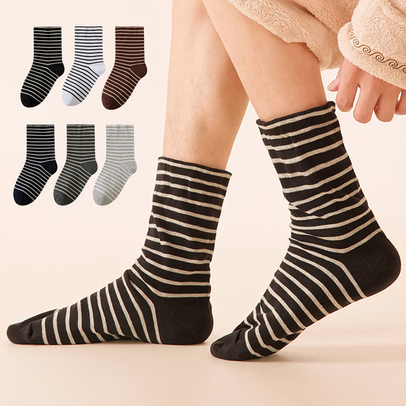 Gestreifte Schlafsocken aus reiner Baumwolle (3 Paar) - image 0