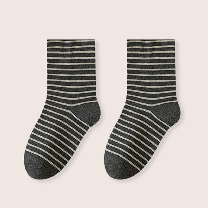 Gestreifte Schlafsocken aus reiner Baumwolle (3 Paar) - Dunkelgrau - EU39-46 (US6-12) - image 18
