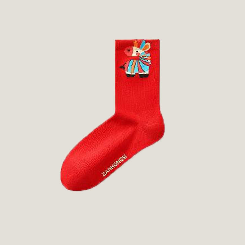 Regenbogenfarbene Pferdeviertel-Socken (6 Paar) - image 14
