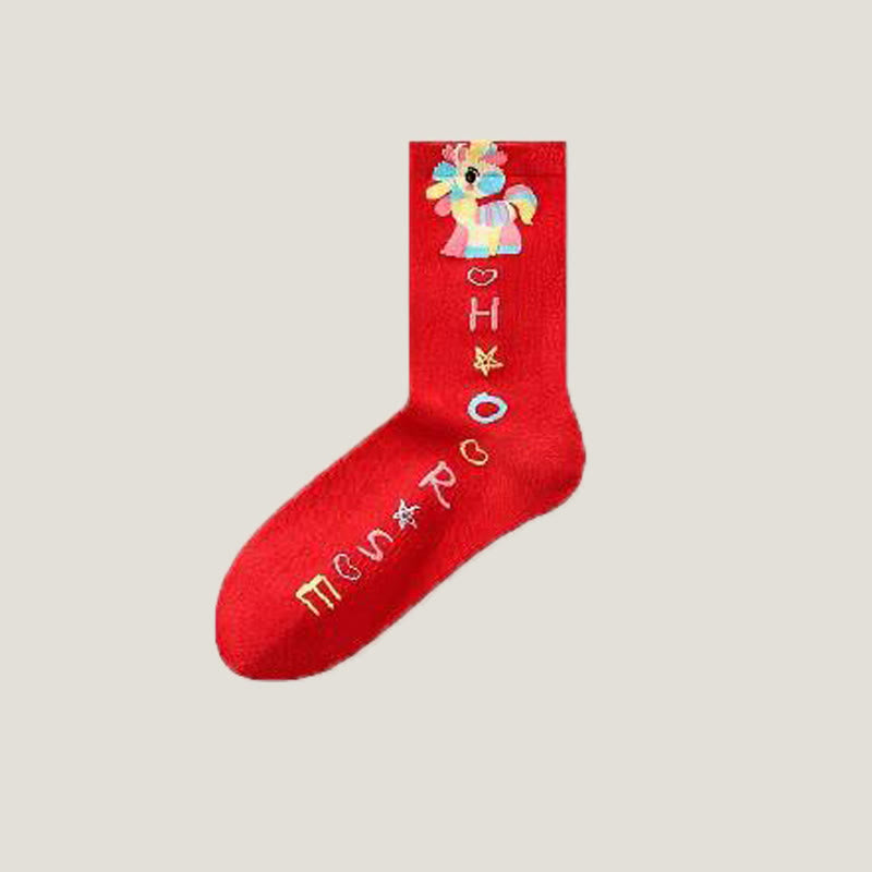 Regenbogenfarbene Pferdeviertel-Socken (6 Paar) - image 11