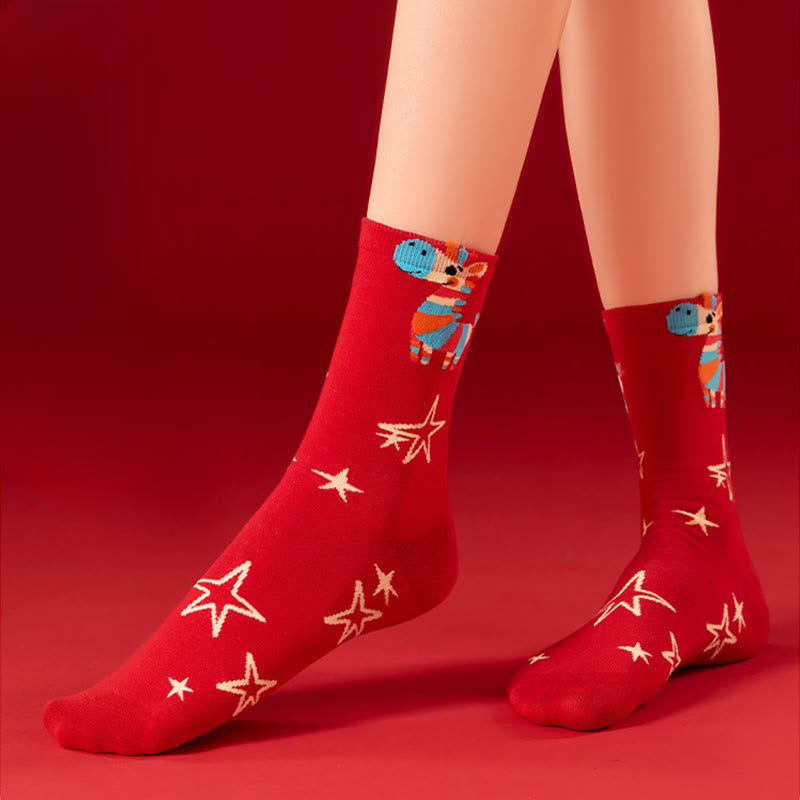 Regenbogenfarbene Pferdeviertel-Socken (6 Paar) - image 3