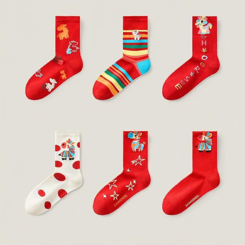 Regenbogenfarbene Pferdeviertel-Socken (6 Paar) - Mehrfarbig - EU36-40 (US3-7) - image 10