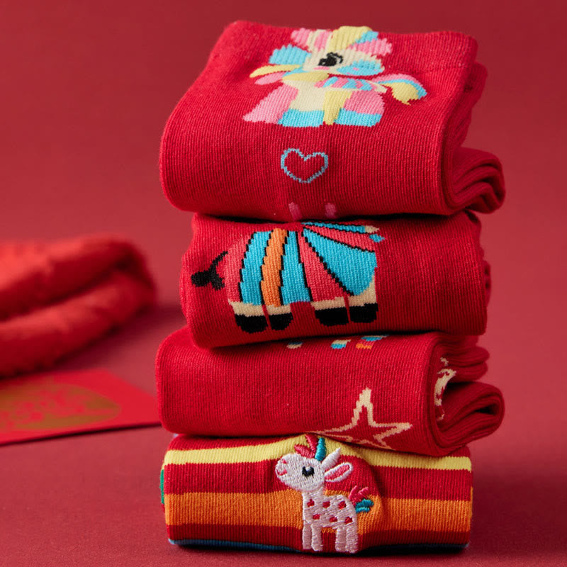 Regenbogenfarbene Pferdeviertel-Socken (6 Paar) - image 9