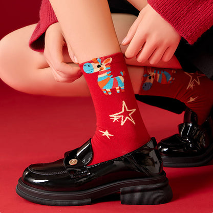 Regenbogenfarbene Pferdeviertel-Socken (6 Paar) - image 6