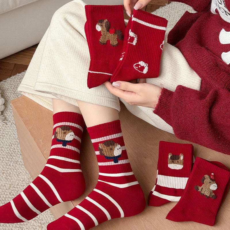 Pony-Socken mit Cartoon-Motiven (5 Paar) - image 4