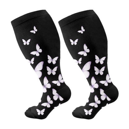 Schmetterlings-Kompressionsstrümpfe in Übergröße - Lila - 4XL - image 14