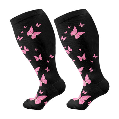 Schmetterlings-Kompressionsstrümpfe in Übergröße - Rosa - 4XL - image 13