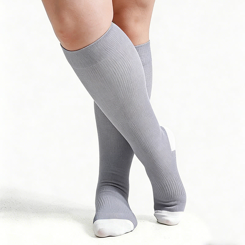Plus-Size-Kompressionsstrümpfe aus weicher Bambusfaser - Grau - 4XL - image 12