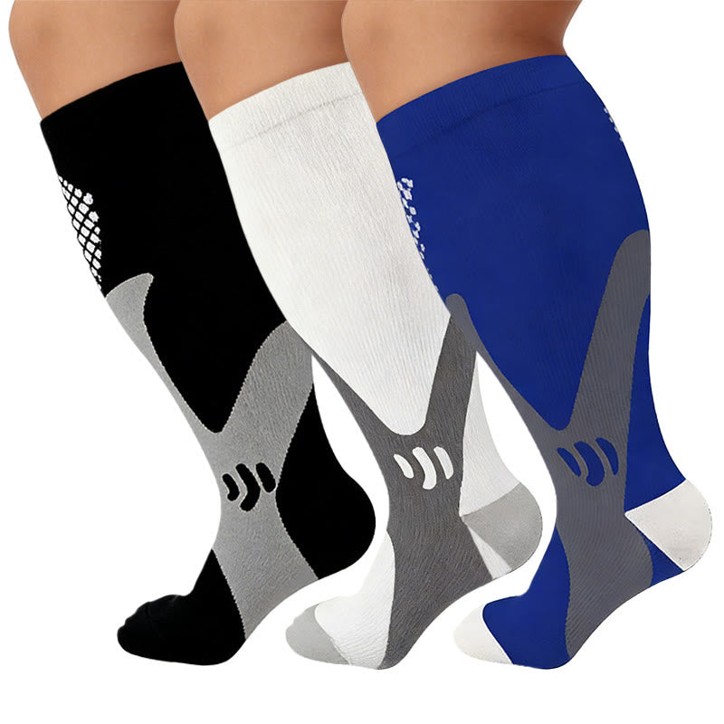 Sportkompressionsstrümpfe für weite Waden in Übergrößen 2XL-7XL (3 Paar) - image 1