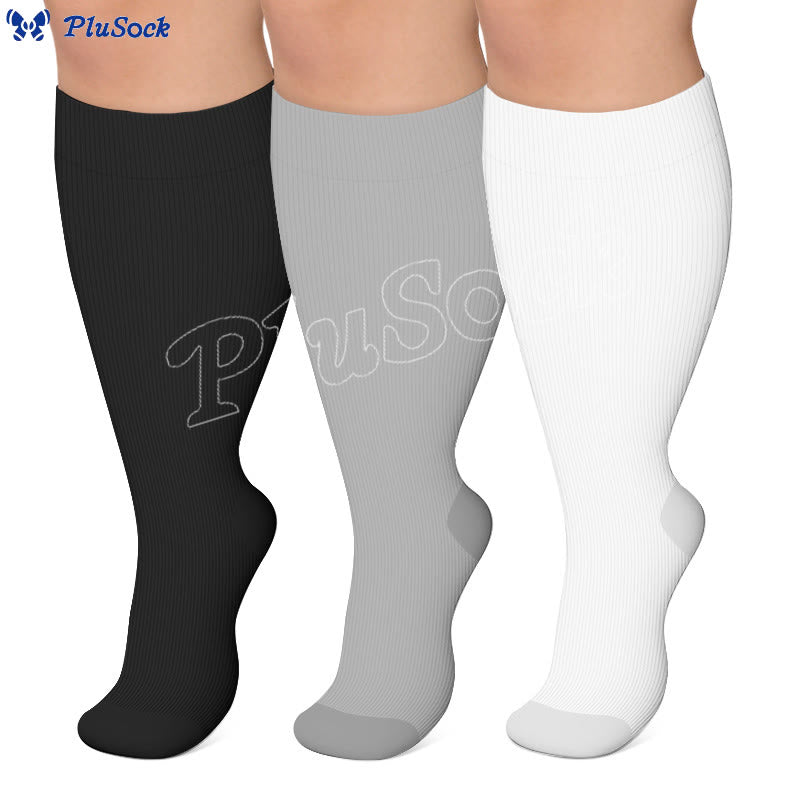 Kompressionsstrümpfe in Unifarben, Übergrößen 2XL-7XL (3 Paar) - image 0